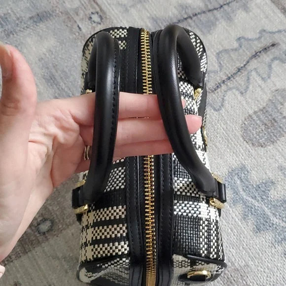 Tory Burch Robinson Plaid Boston Satchel Bag Purse with Crossbody Strap - Picture 12 of 16